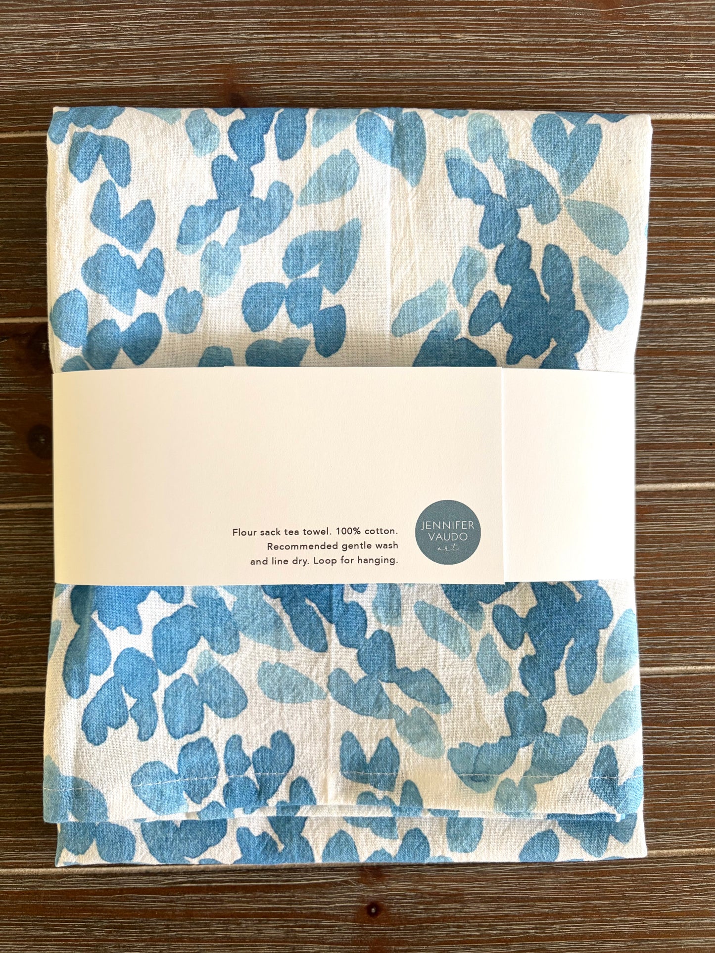 Coastal Tea Towel, Blue Abstract, Kitchen, Watercolor Hand Towel