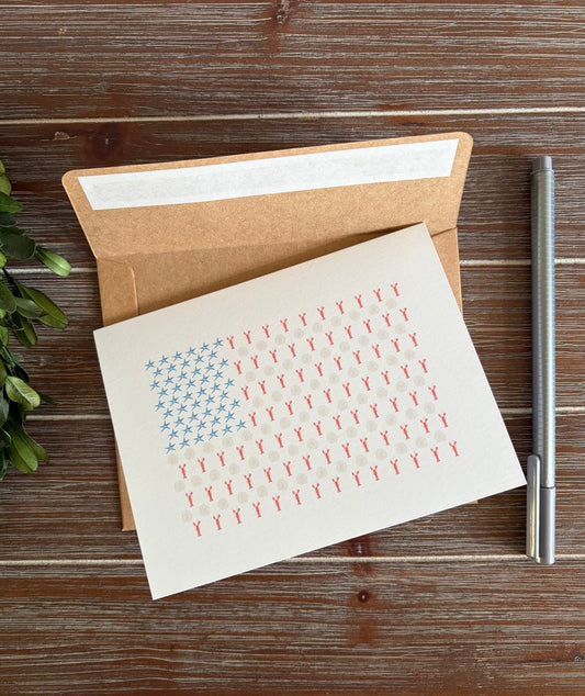 American Flag Stationery Set, Fourth of July Cards, Patriotic Note Cards, blank inside