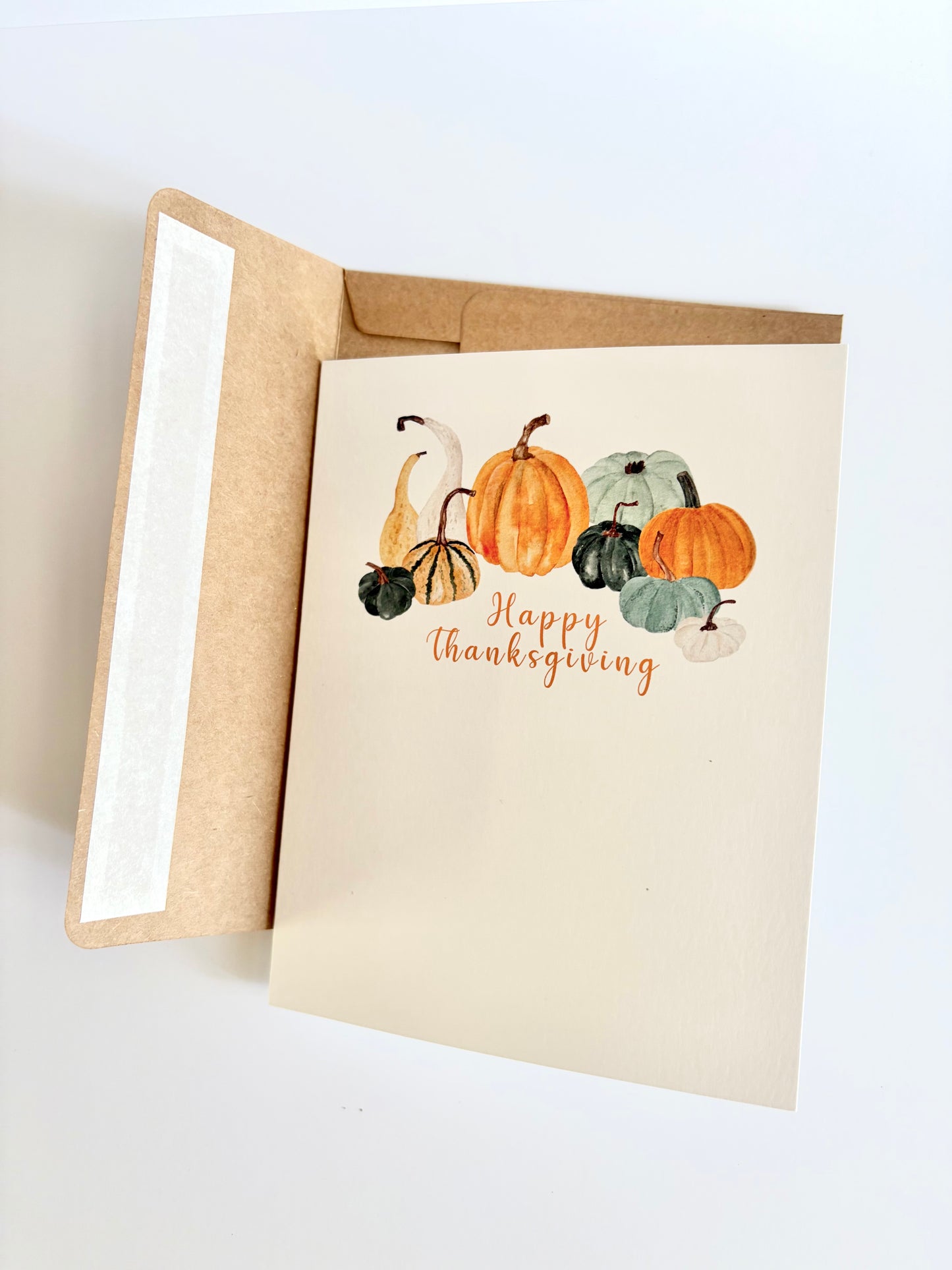 Thanksgiving Greeting Card, Pumpkins & Gourds, Hand-painted watercolor print