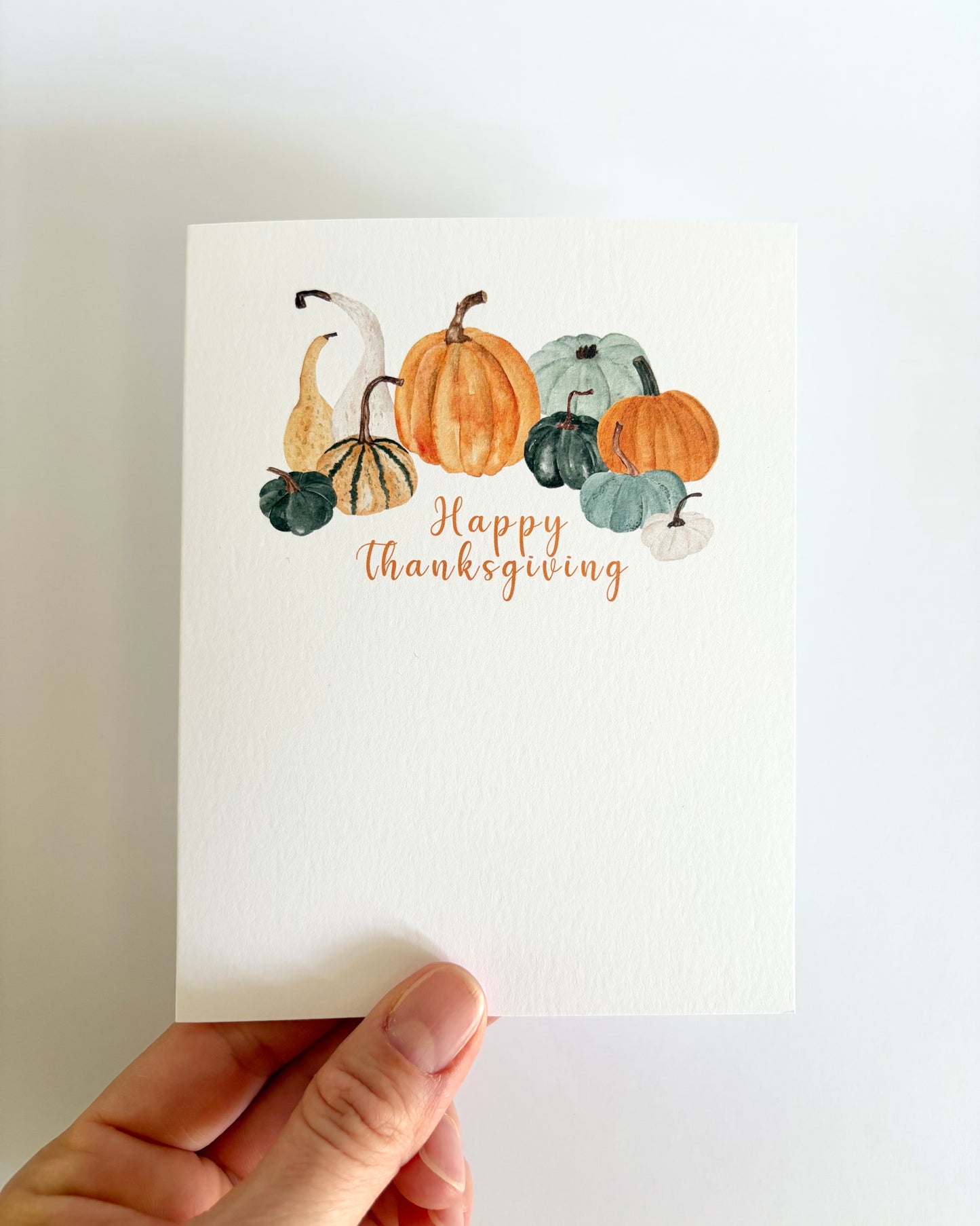 Thanksgiving Greeting Card, Pumpkins & Gourds, Hand-painted watercolor print