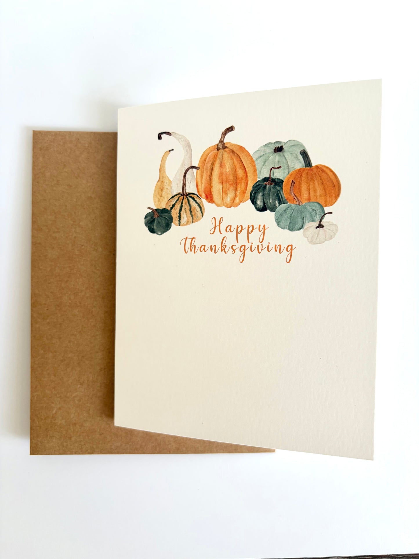 Thanksgiving Greeting Card, Pumpkins & Gourds, Hand-painted watercolor print