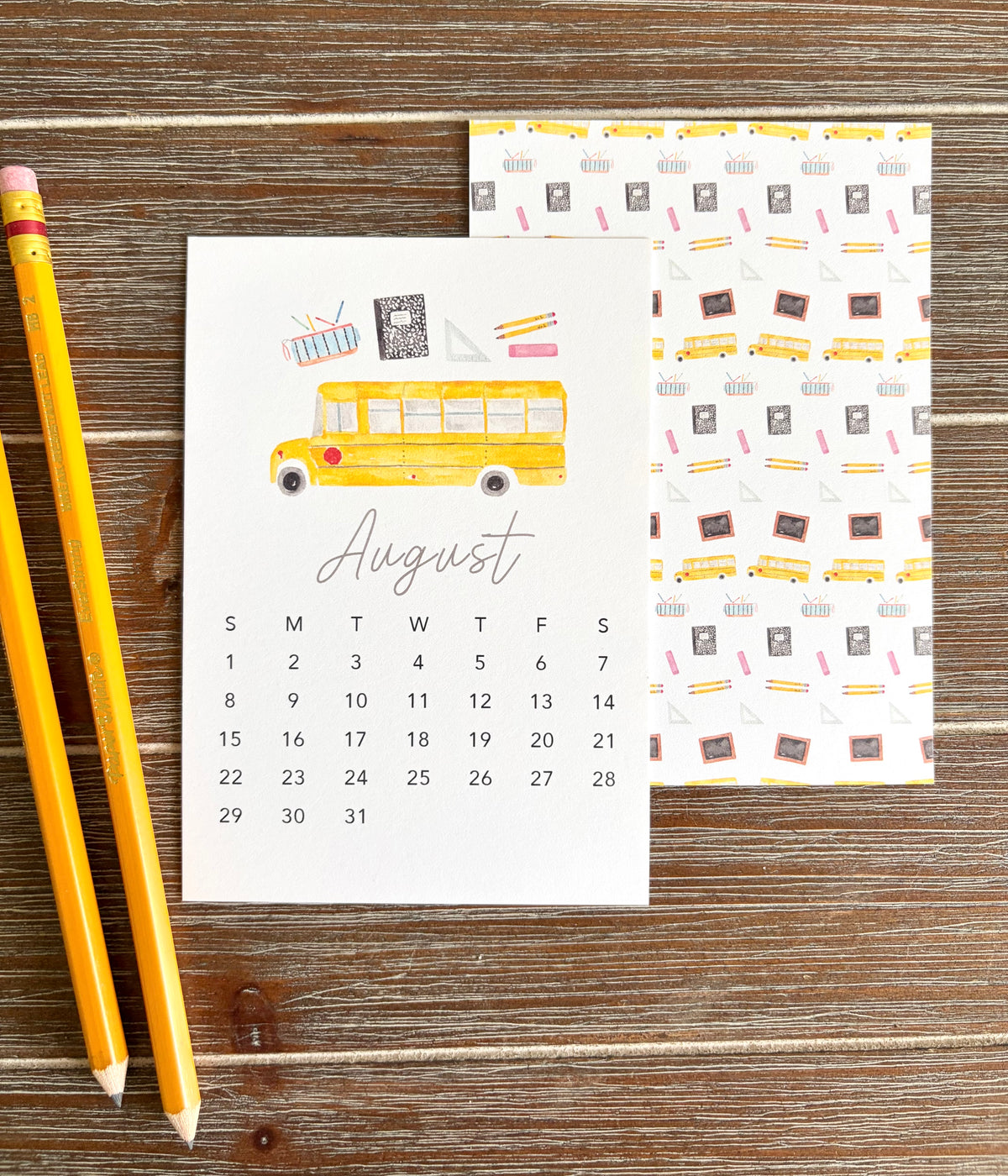 2027 Desk Calendar, Hand-Illustrated Desk Calendar, Watercolor