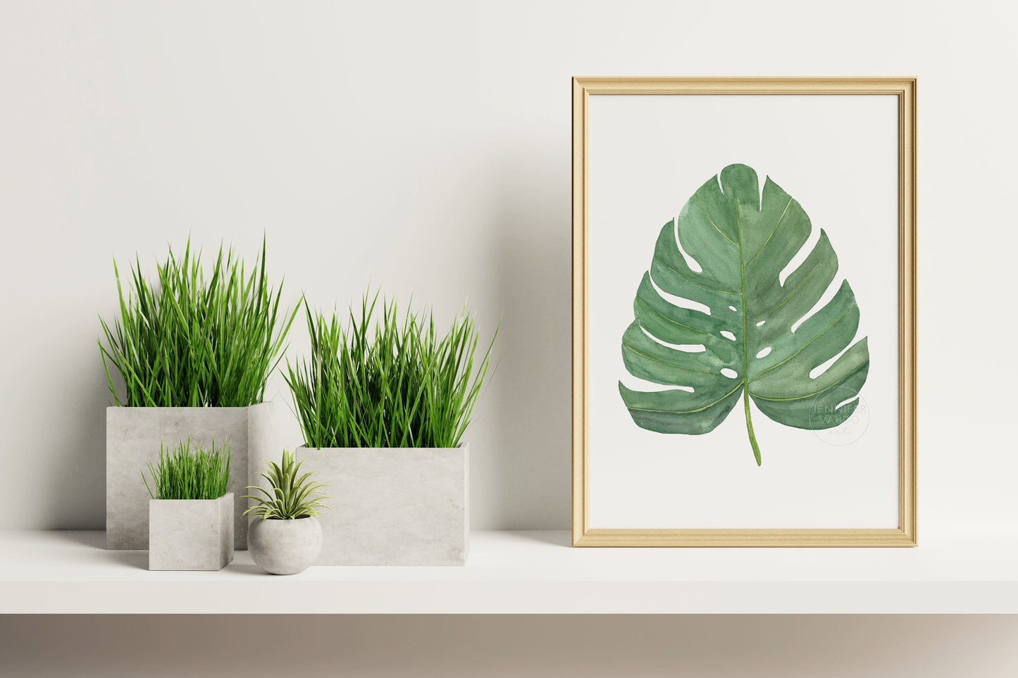 Monstera Leaf Wall Decor, Monstera Watercolor Print, Tropical Wall Decor, Beach House Artwork