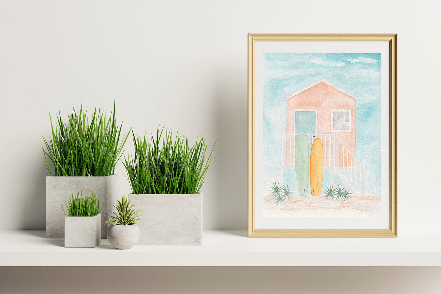 Beach house Wall Art, Coastal Home Decor, Surf Board Art Print