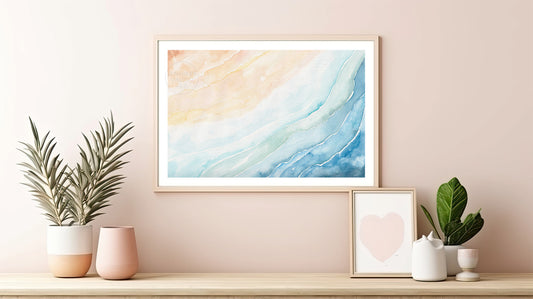 Abstract Beach Wall Art, Coastal Home Decor, Beach House Watercolor Print