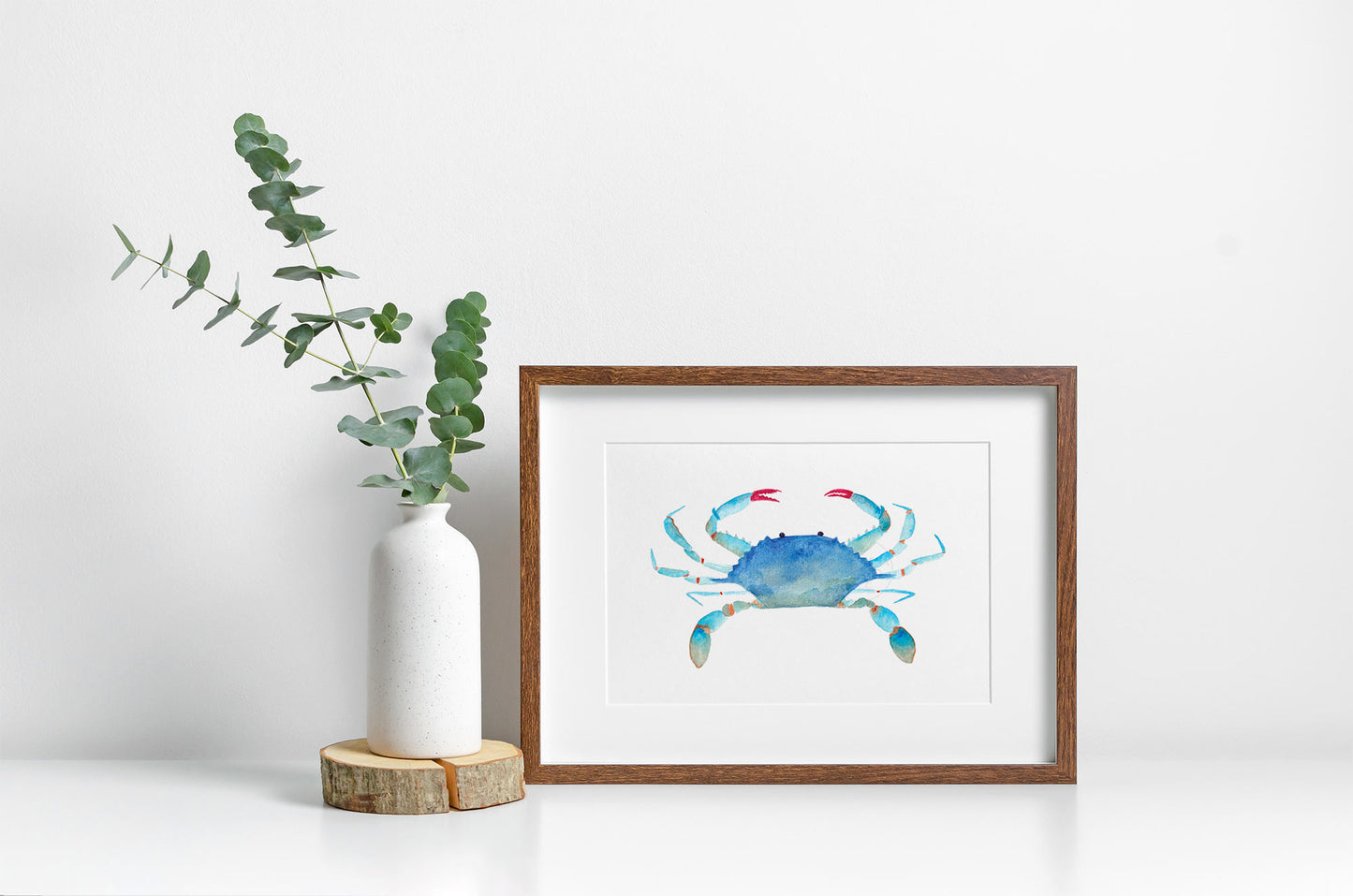 Blue Crab Wall Art, Watercolor Print