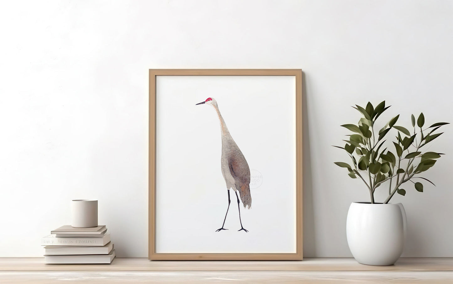 Sandhill Crane Wall Art, Bird Home Decor, Crane Watercolor Print