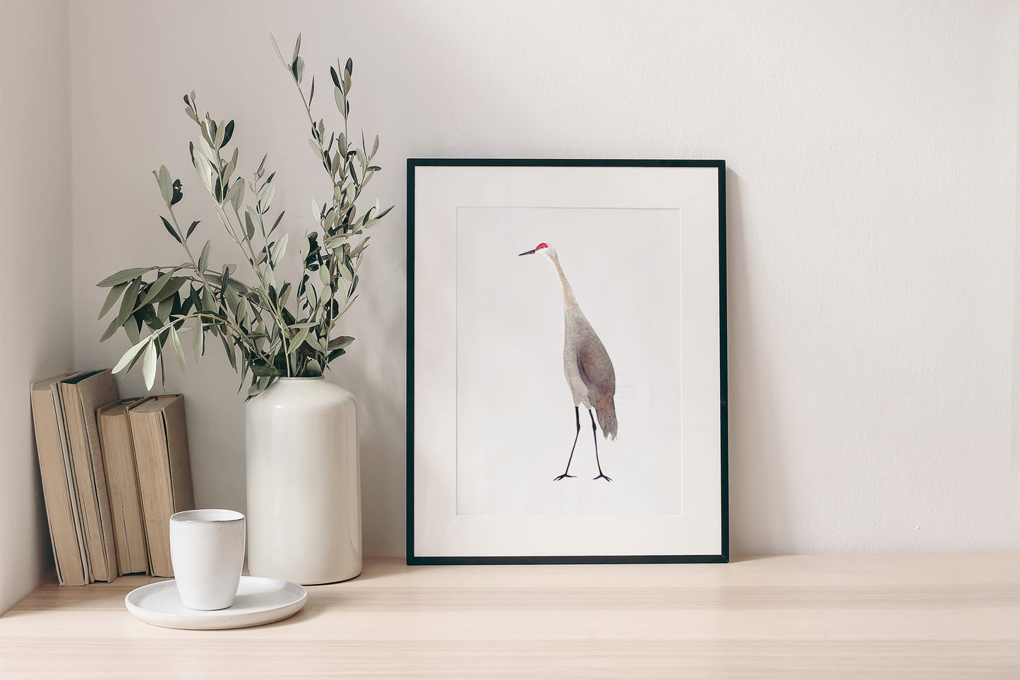 Sandhill Crane Wall Art, Bird Home Decor, Crane Watercolor Print