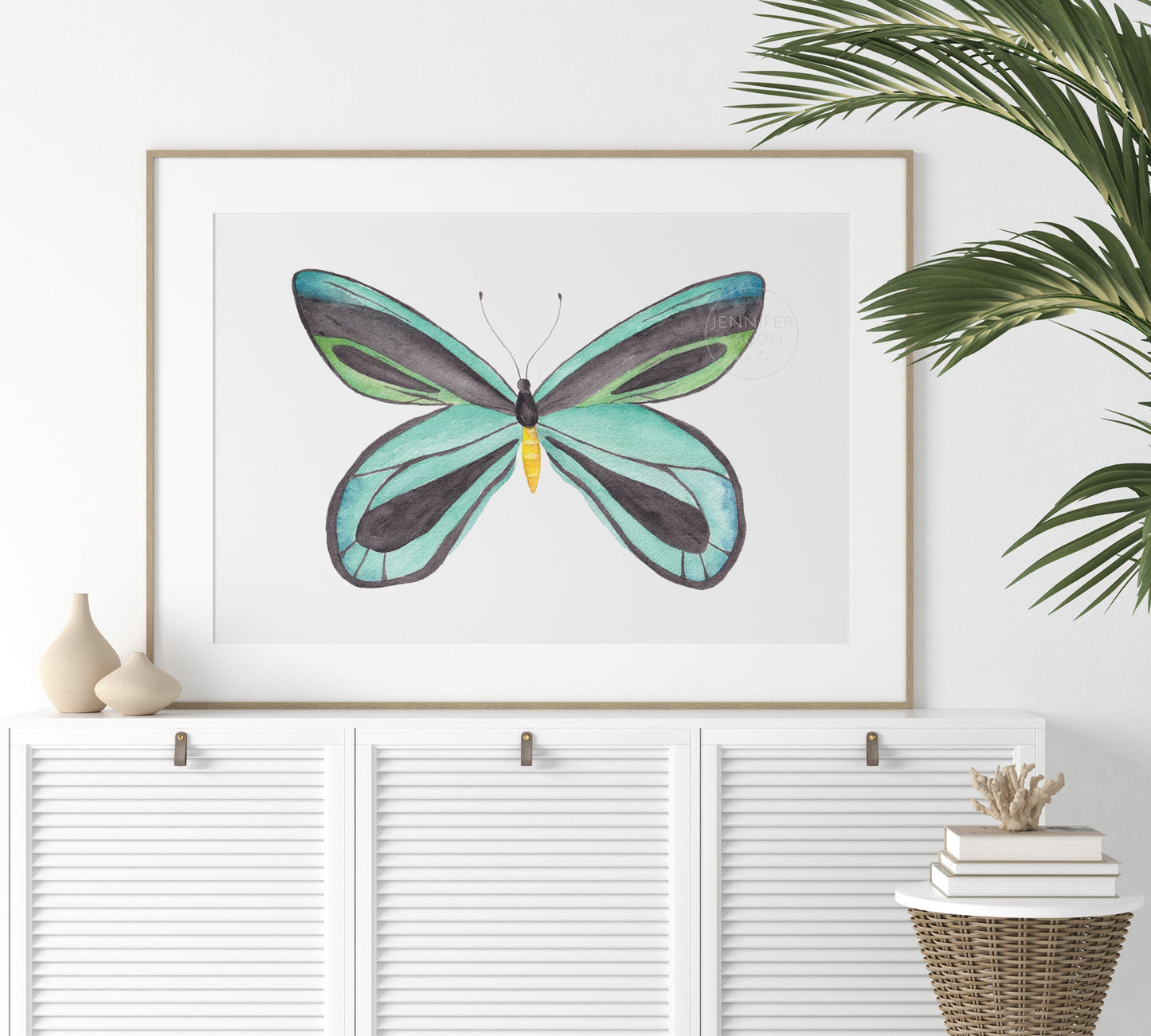 Butterfly Art Print, Watercolor Queen Alexandra's Birdwing, Tropical Wall Decor