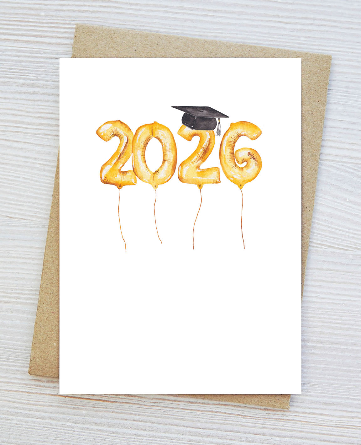 Graduation Card, 2026 Graduate, Grad Cap, Blank Inside