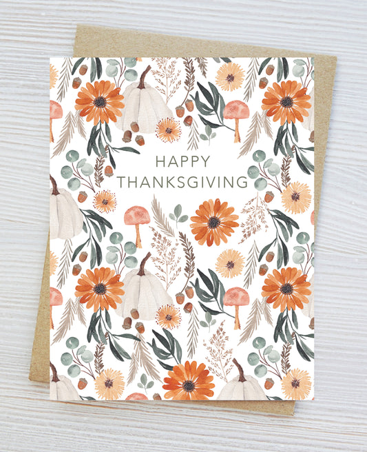Thanksgiving Card, Happy Thanksgiving, Fall, Autumn, Cozy Vibes, Cabincore, hand-painted print