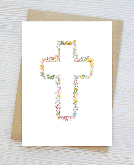 Religious Greeting Card, Cross, Easter, Baptism Card, First Holy Communion, Sympathy, Florals