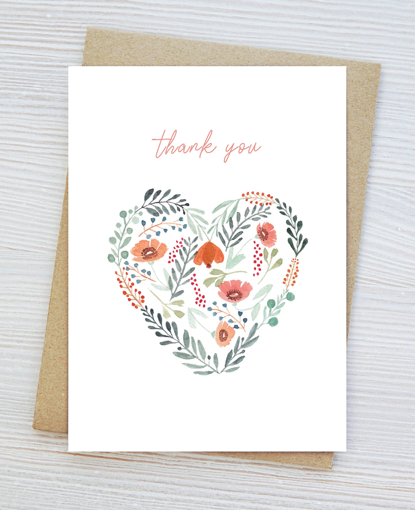 Heart Thank you Card, Appreciation, Gratitude card