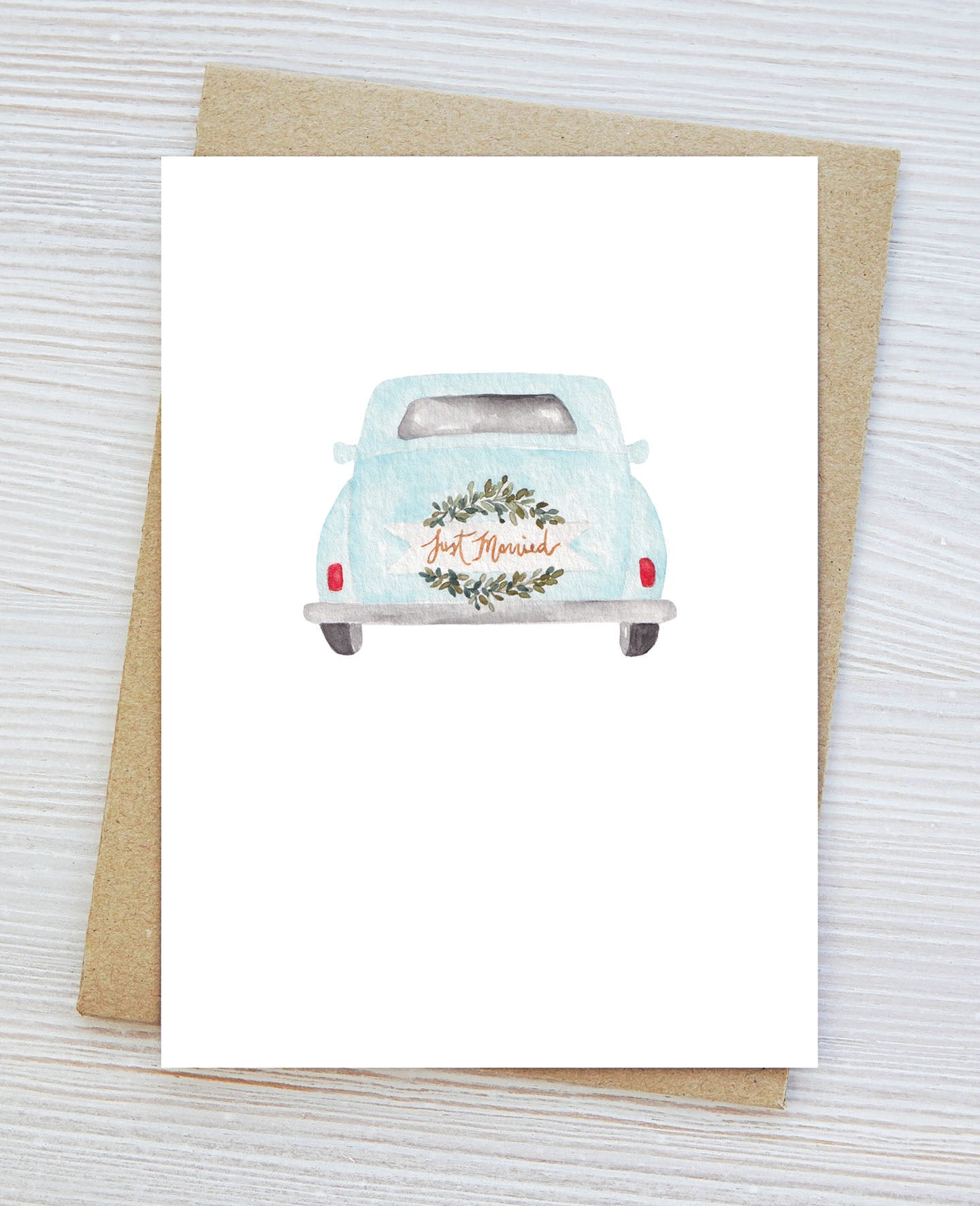 Wedding Card, Bride and Groom, Just Married, Blank Inside