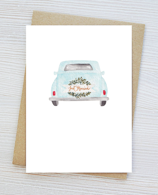 Wedding Card, Bride and Groom, Just Married, Blank Inside