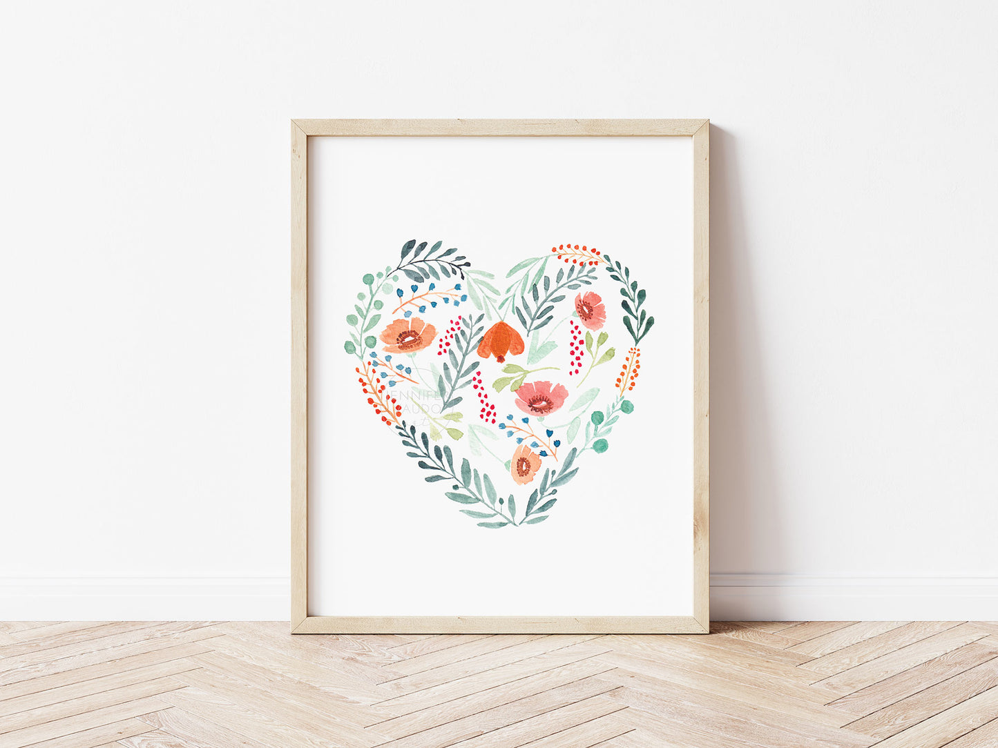 Heart Wall Art, Floral Heart Decor, Hand-painted print