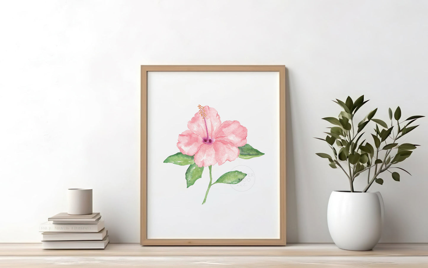 Hibiscus Wall Art, Flower Watercolor Art Print, Tropical Wall Decor