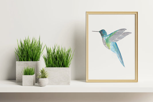 Hummingbird Wall Art, Watercolor Art Print