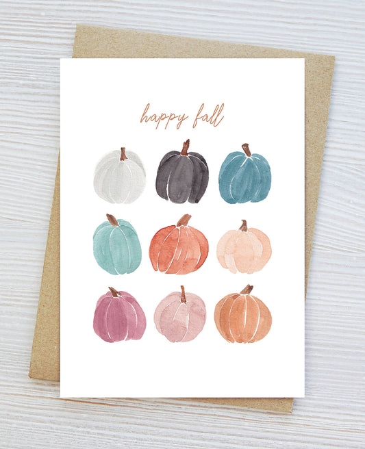 Fall card, Jewel-tone pumpkins greeting card, halloween, seasonal