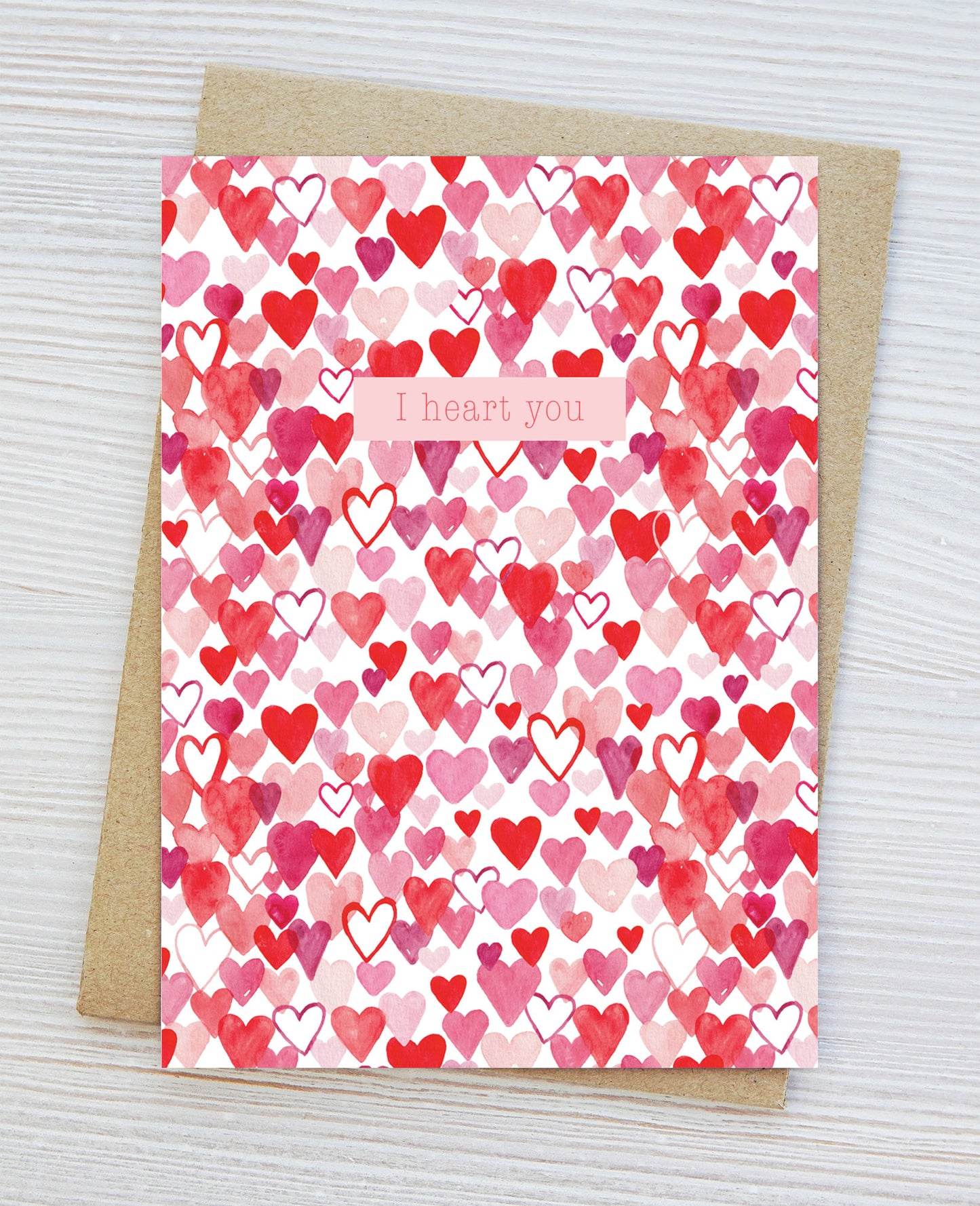 I Heart You Card, Valentine's Day, Watercolor Hearts