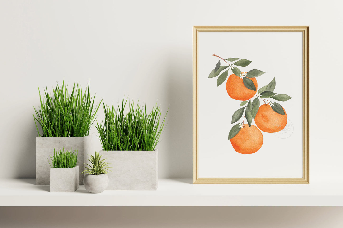 Oranges Art Print Vertical, Oranges Watercolor, Citrus Wall Art, Kitchen Decor, Nursery Wall Art