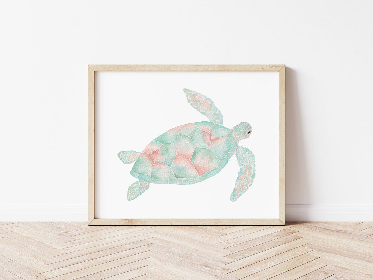 Sea Turtle, Pastel Sea Life, Ocean Inspired Decor, Coastal