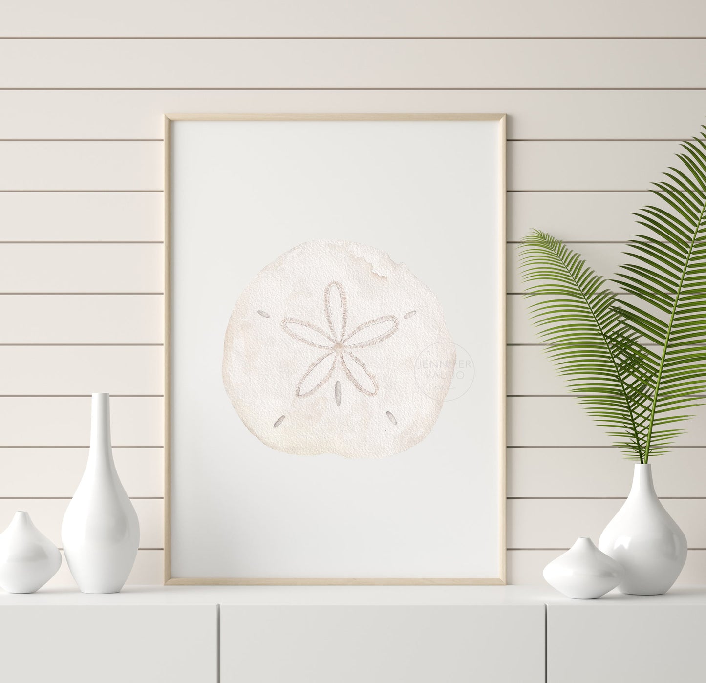 Sand Dollar Wall Art, Watercolor Print, Neutral Nautical Wall Decor, Under the Sea