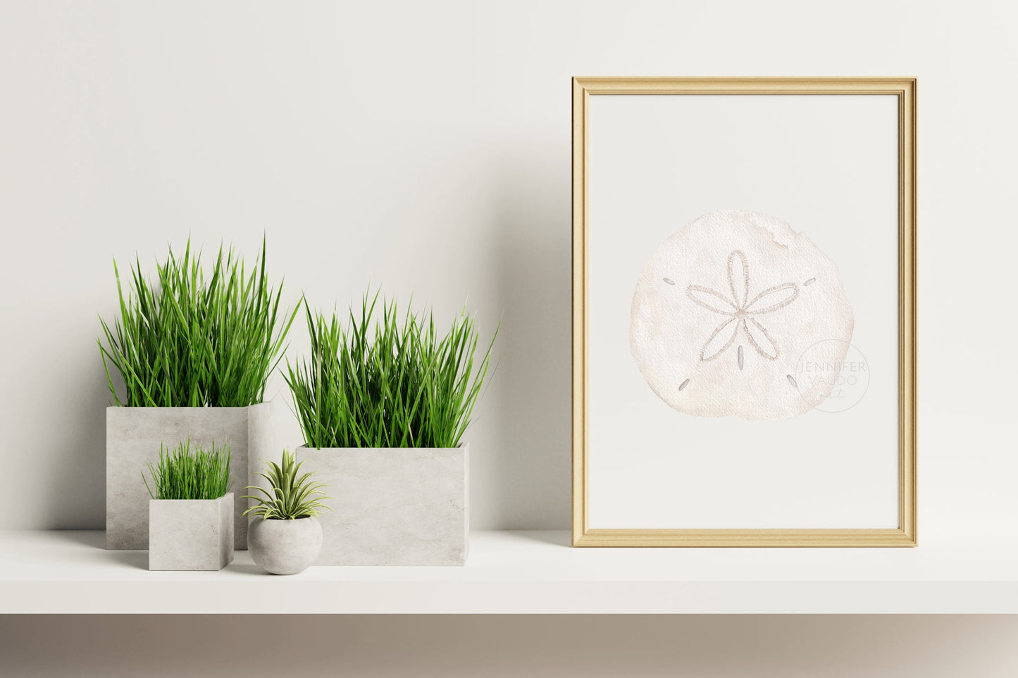 Sand Dollar Wall Art, Watercolor Print, Neutral Nautical Wall Decor, Under the Sea