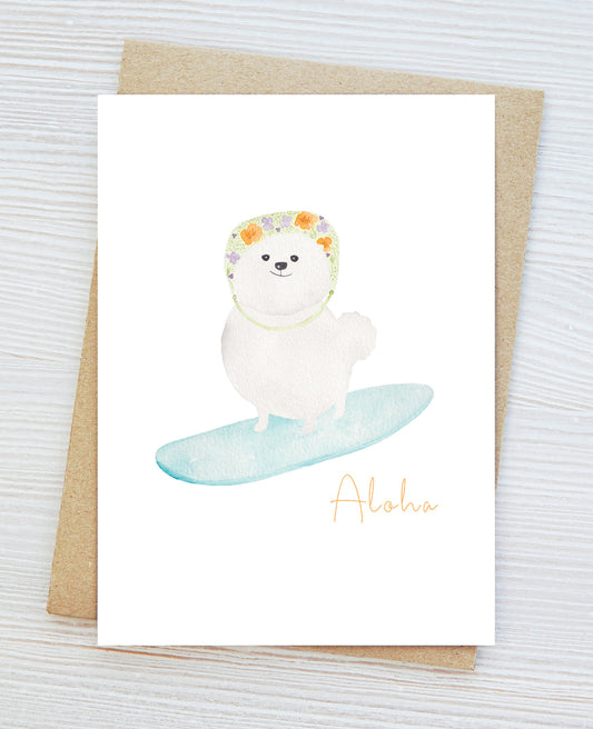 Aloha Surf Dog Card