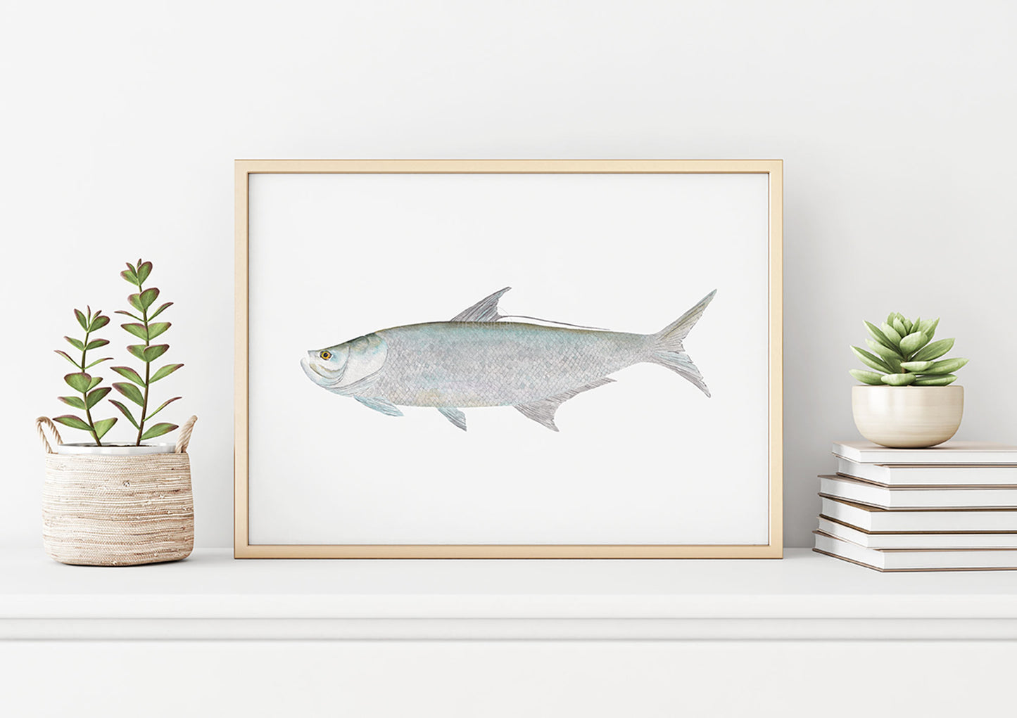 Tarpon Wall Art, Hand-painted Watercolor Fish Print, Fisherman Gift, Father's Day Present
