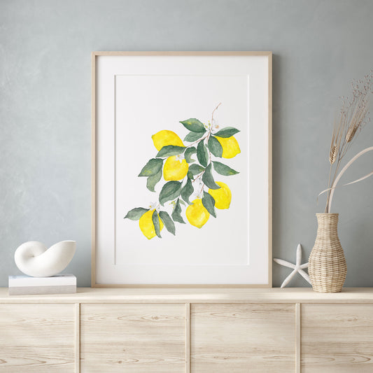 Lemon Art Print, Watercolor Wall Art