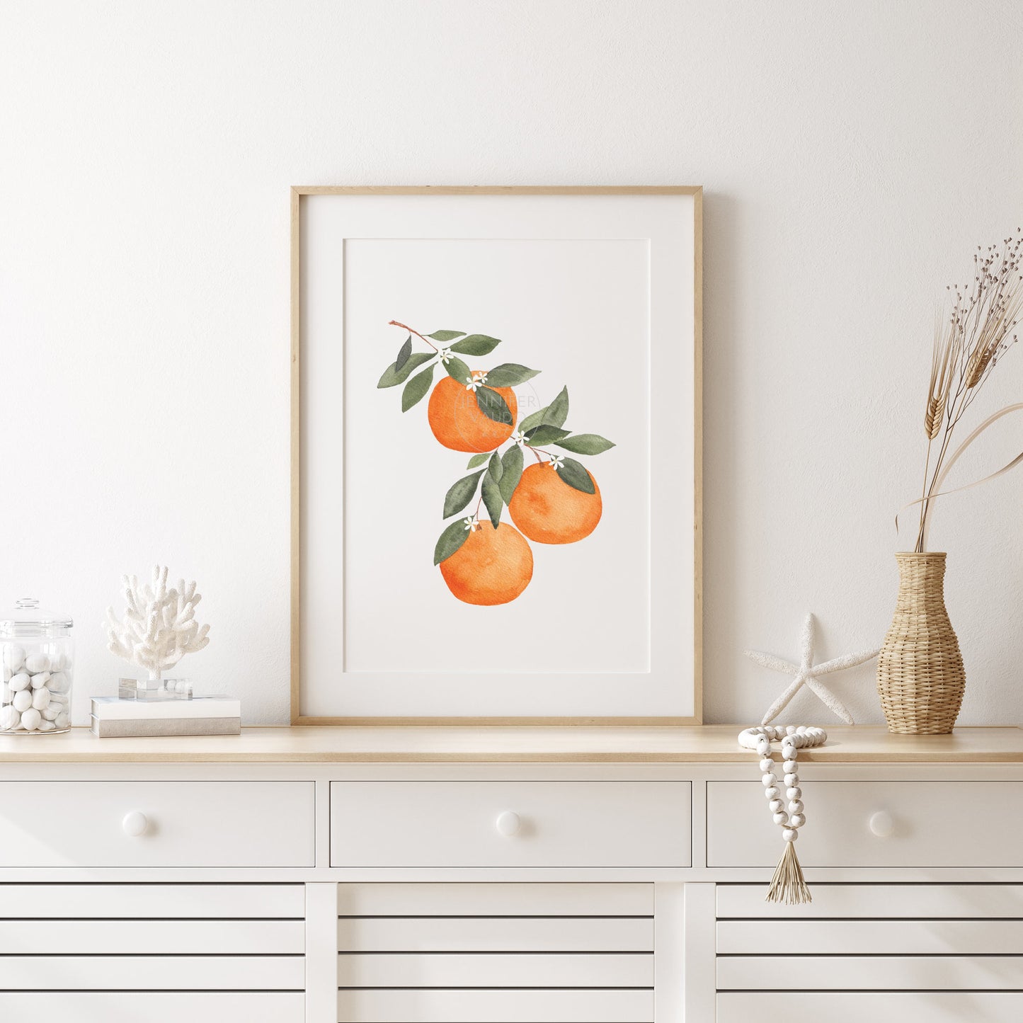 Oranges Art Print Vertical, Oranges Watercolor, Citrus Wall Art, Kitchen Decor, Nursery Wall Art