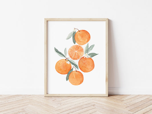 Oranges Print, Oranges Watercolor, Citrus Wall Art, Kitchen Decor, Nursery Wall Art