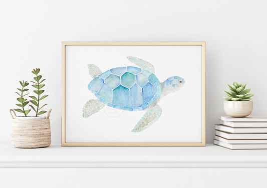 Sea Turtle Wall Art, Watercolor Print